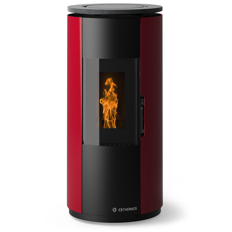 Poele a granules LEIRE Métal Rouge par CS THERMOS