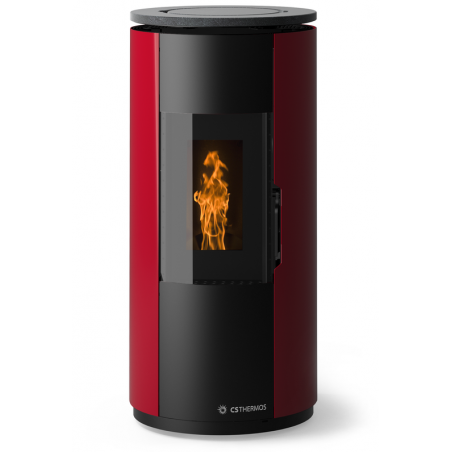 Poele a granules LEIRE Métal Rouge par CS THERMOS