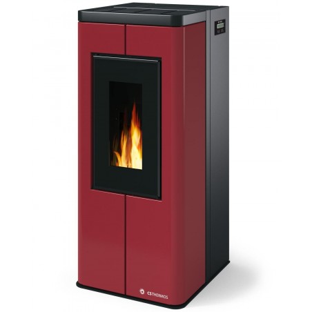 Poele a granules SCRIGNO Métal Rouge Métalisé par CS THERMOS