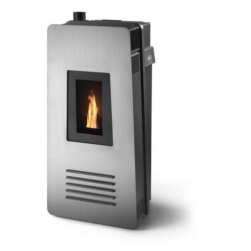 Poele a granules SILENZIO étanche Métal avec porte Acier Satin par CS THERMOS