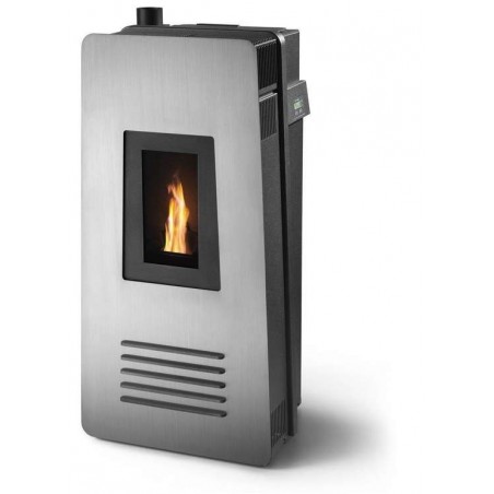 Poele a granules SILENZIO étanche Métal avec porte Acier Satin par CS THERMOS