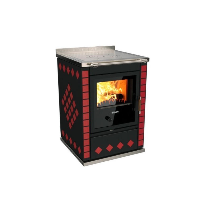 Cuisinière à bois S 60 Dekor sans four RIZZOLI Dekor Rouge