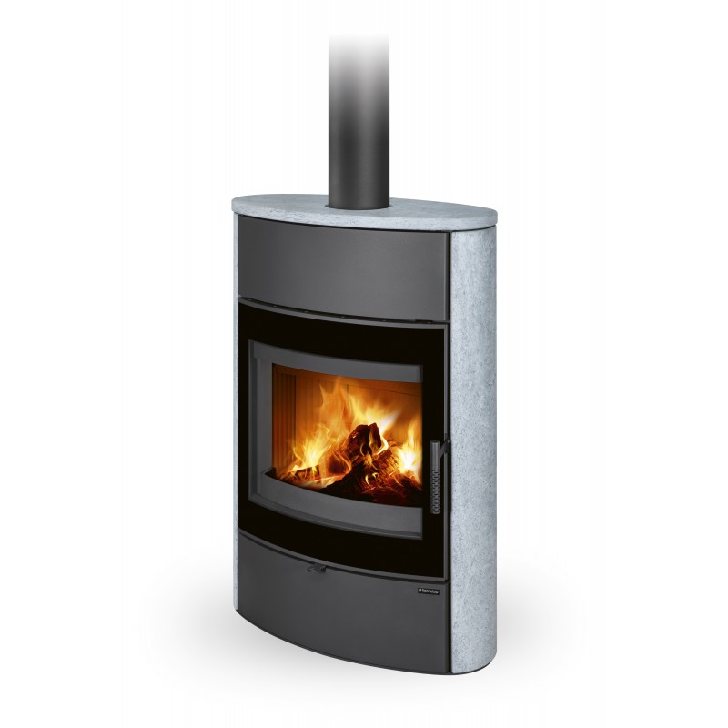 Poêle à bois NAVIA N24 G Accum Vitre sérigraphiée Finition ROMOTOP poêle à bois Pierre Serpentine