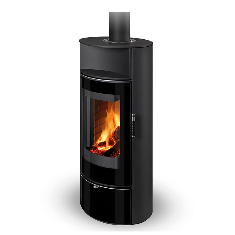 Poêle à bois ASKJA EX F4, foyer en béton blanc Finition STORCH Finition acier