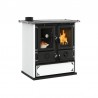 Cuisinière à bois Rosetta sinistra 5.0 Steel Finition NORDICA Extraflame Blanc Pointillé