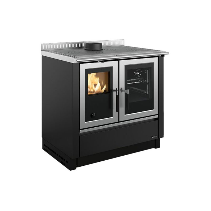 Cuisinière à bois Venezia encastrable Finition NORDICA Extraflame Acier Emaillé Noir Anthracite