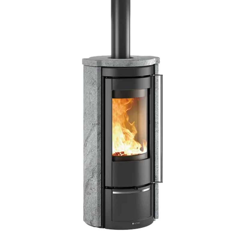 Poêle à bois LIÙ PIETRA avec revêtement en pierre naturelle