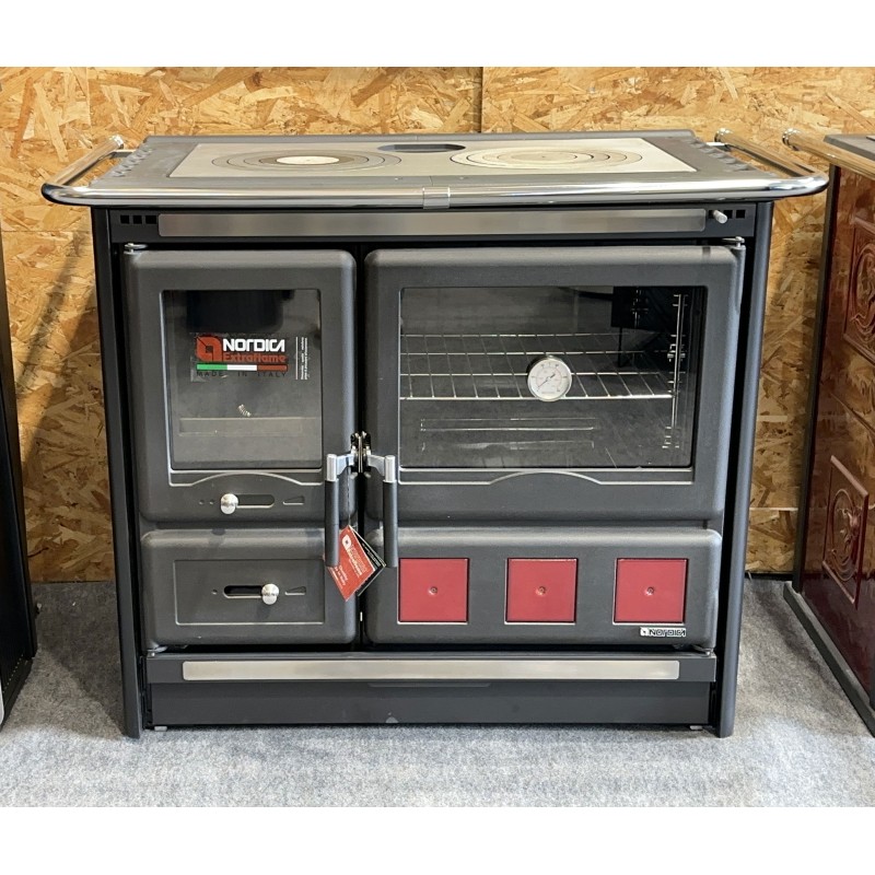 Cuisinière à bois Rosa XXL 5.0 - STEEL Finition NORDICA Extraflame Noir antracite