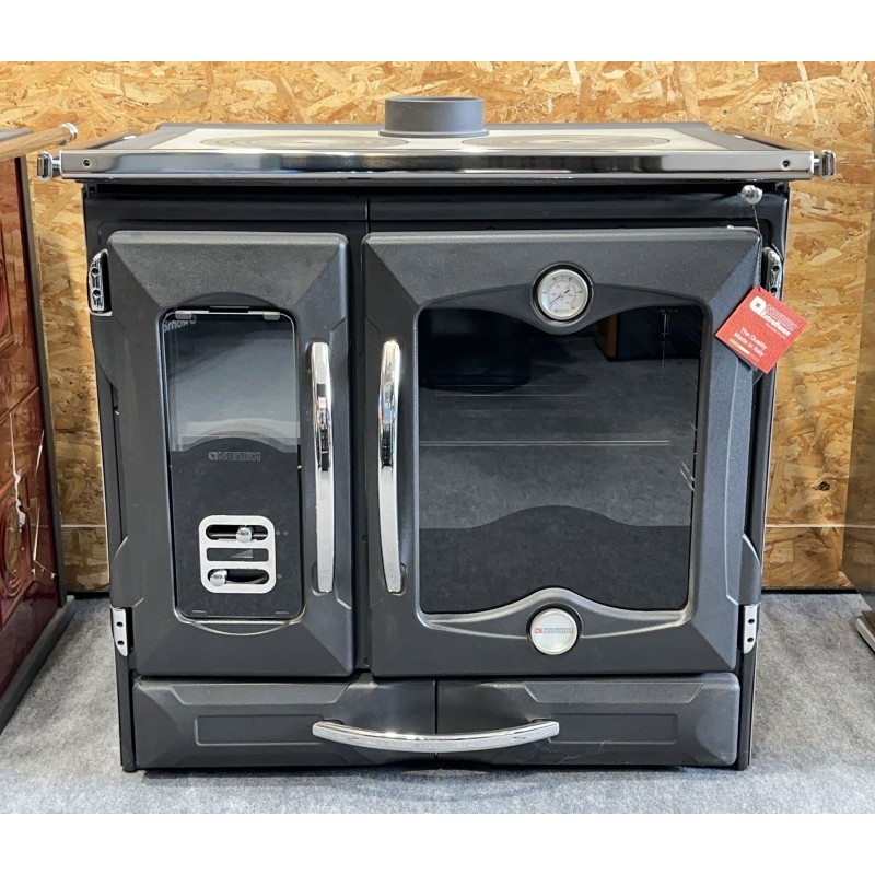 Cuisinière à bois Suprema 4.0 Finition NORDICA Extraflame Fonte Emaillée Noir Anthracite