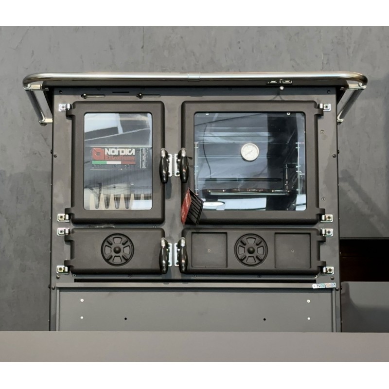 Cuisinière à bois Rosa 5.0 - STEEL Finition NORDICA Extraflame Acier Noir Anthracite