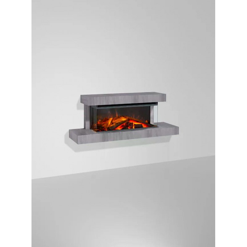 Cheminée électrique compacte LUMEN 870 avec cadre anthracite | Design moderne Finition NORDICA Extraflame CRAIE